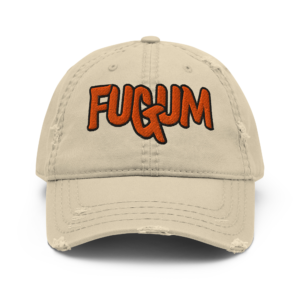 Orange FUGUM Logo Distressed Dad Hat