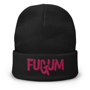 Pink FUGUM Logo Embroidered Beanie