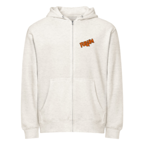 Orange FUGUM Logo Front Premium full zip hoodie