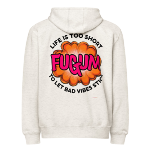 FUGUM Slogan Back Premium full zip hoodie