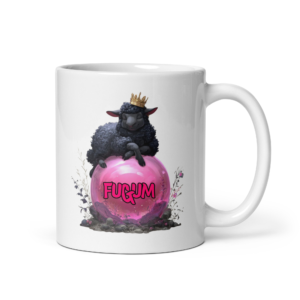 FUGUM Black Sheep King White glossy mug